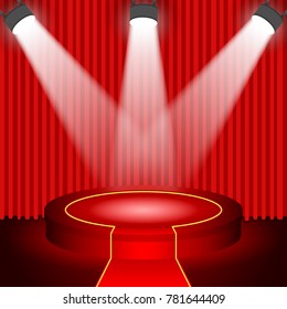 Podium and lighting. Vector illustration