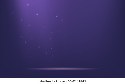 Podio con iluminación. Imagen vectorial de una escena con luces brillantes en un fondo oscuro. Escena submarina