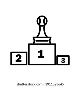 Podium line icon with trophy. winner, champion, table tennis illustration icon. simple design editable. Design template vector