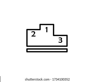 Icono de línea de podio. Símbolo vectorial en estilo plano y a la moda sobre fondo blanco. Canto web para diseño.