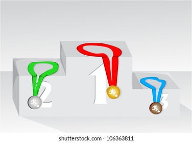 Podium and medalls