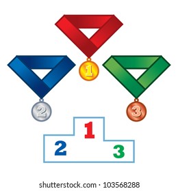 Podium and Medals sport game competition winner victory