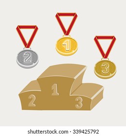 podium and medals.rewarding.sport