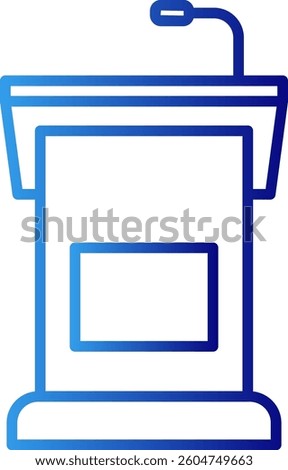 Podium meeting icon with blue gradient outline style. stage, manager, star, lecture, people, microphone, tribune. Vector Illustration