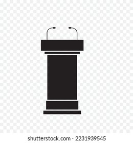 Podium with microphone vector icon symbol isolated on transparent background