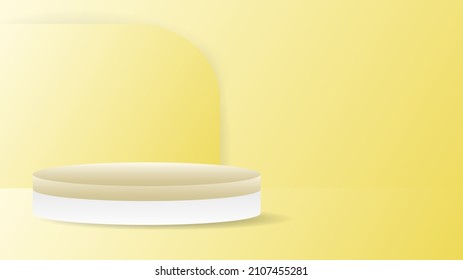 Podium minimal abstract background on yellow background , 3D stage podium display product , stand to show cosmetic products ,illustration 3d Vector EPS 10