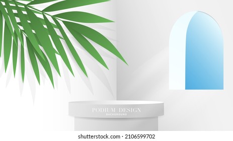 Podium minimal background , 3D stage podium display product , stand to show cosmetic products ,illustration 3d Vector EPS 10