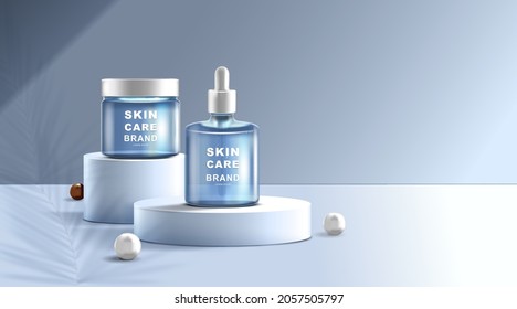 Podium with minimal background for Cosmetic product presentation template.