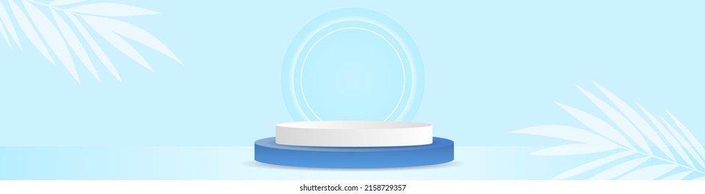 Podium minimal auf blauem Hintergrund , 3D-Stadion-Display-Produkt , Stand zu zeigen Kosmetikprodukte,Illustration 3d Vektor EPS10