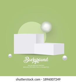 Podium minimal scene with geometrical forms. Cylinder podiums background. Scene to show cosmetic product, Showcase, shopfront, cosmetic display 3d vector on red background
