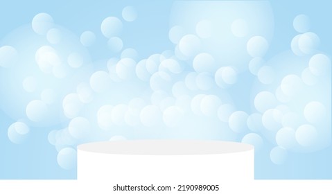 Podium mock-up banner. Blue and white luxury background. background for product, branding, and packaging presentation. vector.