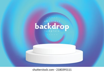 podium con fondo de forma de anillo azul neón puede ser utilizado para el banner de afiche página web plantilla de la tecnología de presentación de productos paquete de diseño de vectores.
