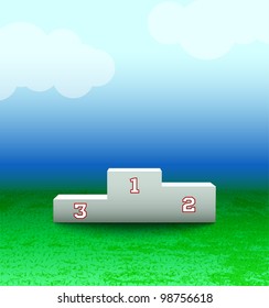 Podium with numbers on the field
