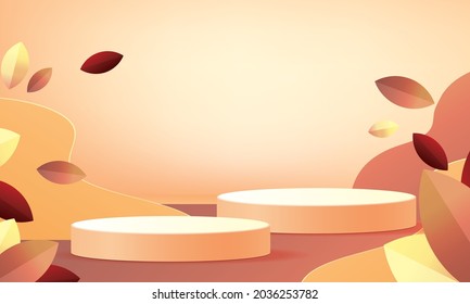 podium on autumn season with thankgiving design page banner vecter illustation sale product gift halloween 