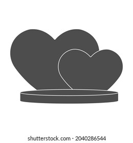 Podium on the background of two hearts. An illustration for weddings, birthdays, Valentine's day and congratulations. Scalable vector drawing.
