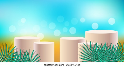 podium on a blurred background. summer posters. product advertising brochure. summer banner background