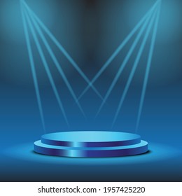 Podium on bright background. Empty pedestal for award ceremony. Vector illustration.