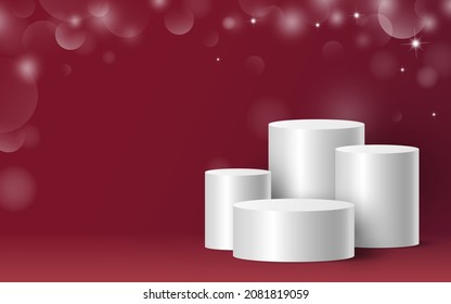 Podium on red background vector illustration