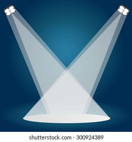 Podium on stage, blue color background