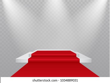 podium on a transparent background.the podium of winners with bright lights.spotlight.lighting.vector illustration.attention.