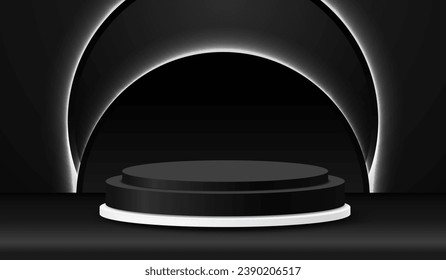 podium pedestal for displaying products with a black background