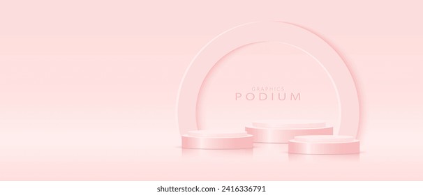Podium pedestal or platform for product presentation.pastel tones Vector