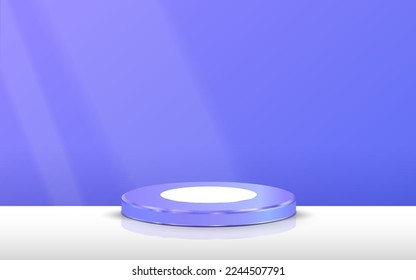 podium pedestal silinder Blue, empty space background. Abstract modern vector rendering 3d shape for product display presentation. Pastel minimal wall scene. Trendy 3d render for social media