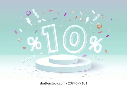 Podium percentage 10 gift, discount banner offer. Vector illustration