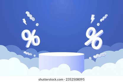 Podium percentage business poster, discount banner offer. Vector illustration