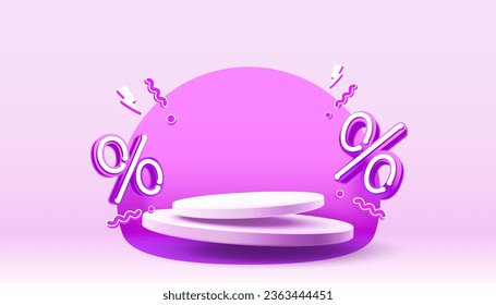 Podium percentage business poster, discount banner offer. Vector illustration