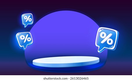 Podium percentage discount on sale, holiday sale, poster discount banner offer. Vector illustration