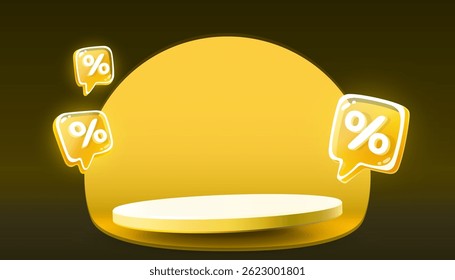 Podium percentage discount on sale, holiday sale, poster discount banner offer. Vector illustration