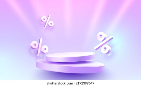 Podium Percentage, Flyer Event Product. Sale Off Banner. Vector Illustration