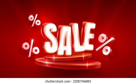 Podium percentage, flyer event product. sale off banner. Vector illustration