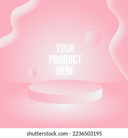 Podio en el fondo de gradiente de fluido rosa para la presentación del producto 3d ilustración 3d