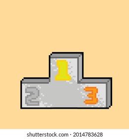 podium with pixel art style
