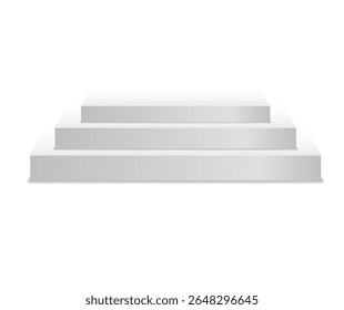 Podium platform 3d render. Circular stage with spotlight and white background for product display. Geometric pedestal in abstract interior, isolated scene for modern presentation or exhibition layout.