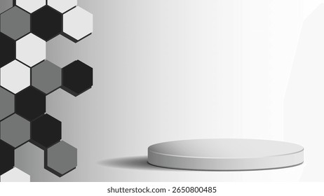 A podium platform hexagon background abstract geometric modern minimalist, This content was created using vector drawing tools and software, not generated by AI