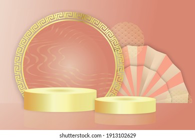 
Podium platform inside a room 3D illustration
