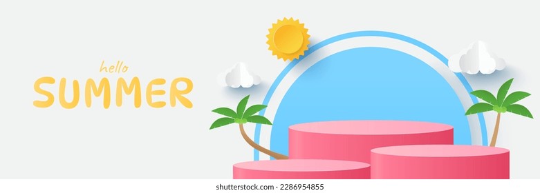 Podium for product display presentation with summer time background