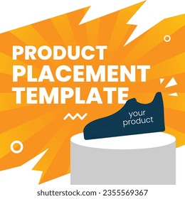 Podium for product placement with bright background for social media template design. cartoon flat comic art style, editable vector eps10