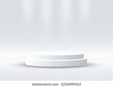 A podium for product presentation vector illustration. Abstract empty white award platform design