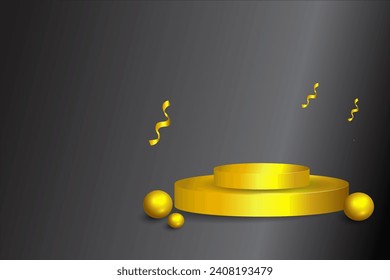 Podium product space. Black background Vector illustration. Can used for business product event.