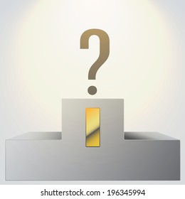 Podium with question mark