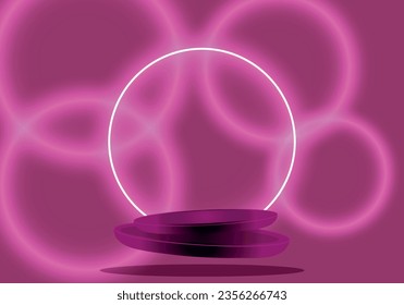 podium. Realistic 3D cylinder pedestal podium set . Minimal scene for products stage showcase, promotion display. Vector geometric forms in shadow.