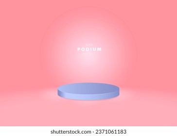 Podium realistic minimal scene for mockup product display.Stage showcase with pastel geometric frame vector illustration.