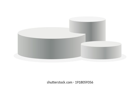 Podium realistic. Showroom pedestal, floor stage platform vector isolated mockup. 3D realistic round empty podium with steps. Concept of showcase for product, promotion sale or presentation
