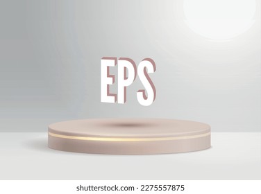 Ilustración vectorial realista de podio. Resumen de la escena mínima con forma geométrica podio del cilindro sobre fondo blanco. Presentación del producto, burla, muestra el producto cosmético