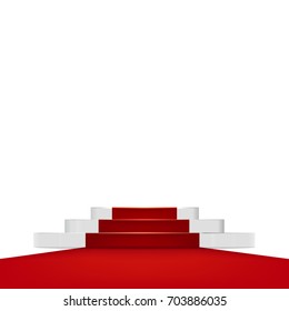 Podium and red carpet front view vector illustration