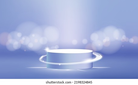 Podium in ring light Effect Element. bokeh background . cosmetic ads.Realistic vector illustration